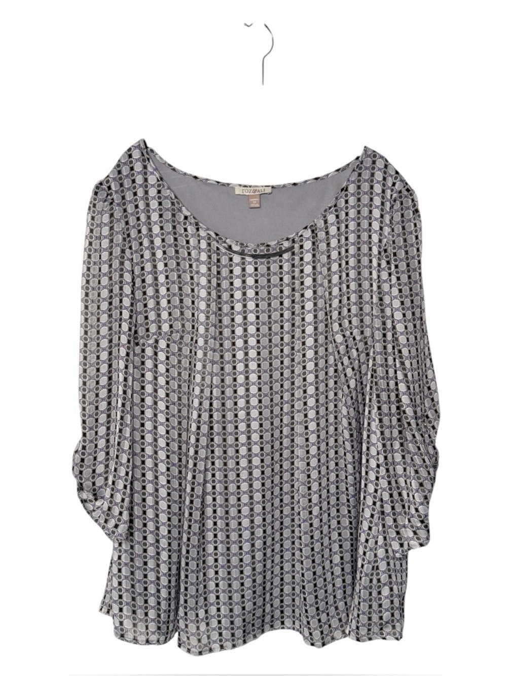 Roz & Ali Light Gray and Lavender Flowy Top Size 3Xl